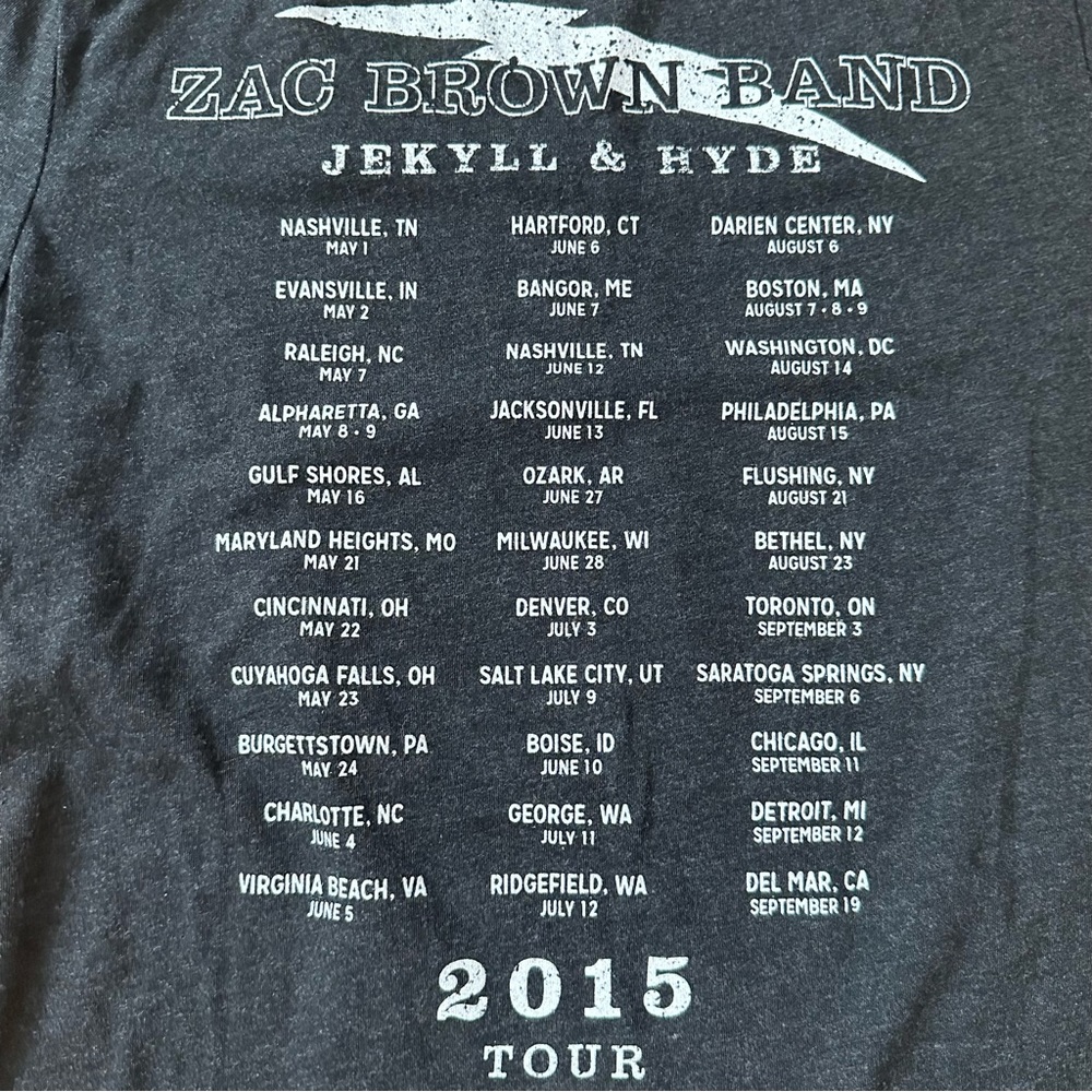 Zac Brown Band Women’s Concert Tee - Jekyll & Hyde Tour 2015 - Picture 5 of 5